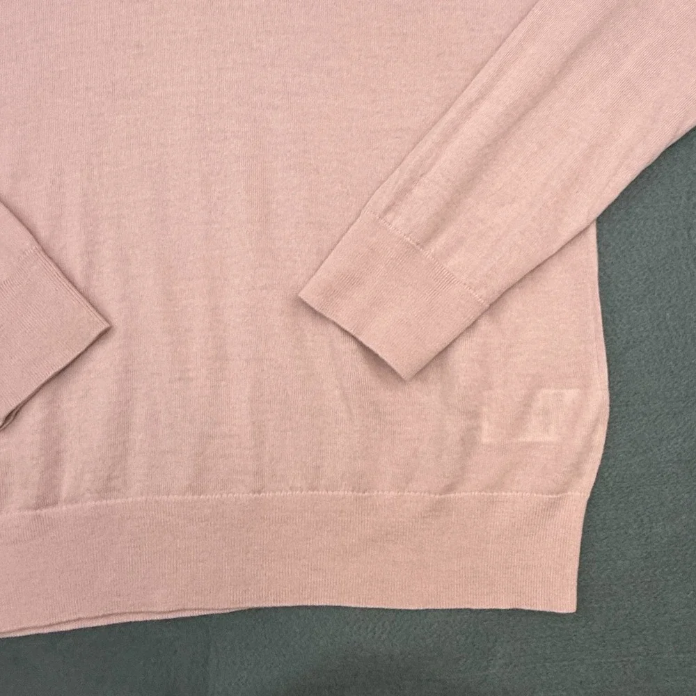 Banana Republic Sweater Mens Large Tall Pink V Neck Merino Wool Long Sleeve